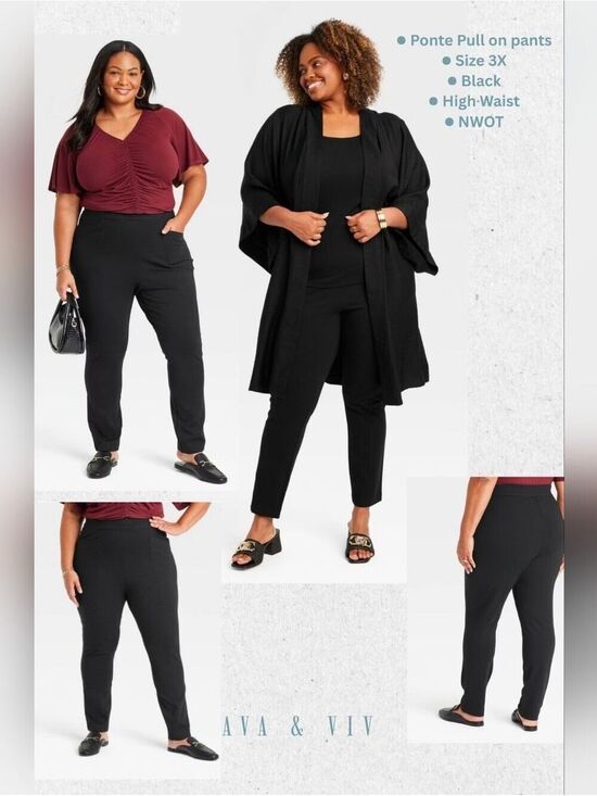 Ava & Viv Pants - Ava & Viv High Waisted Ponte Pull-On Pants Size 3X